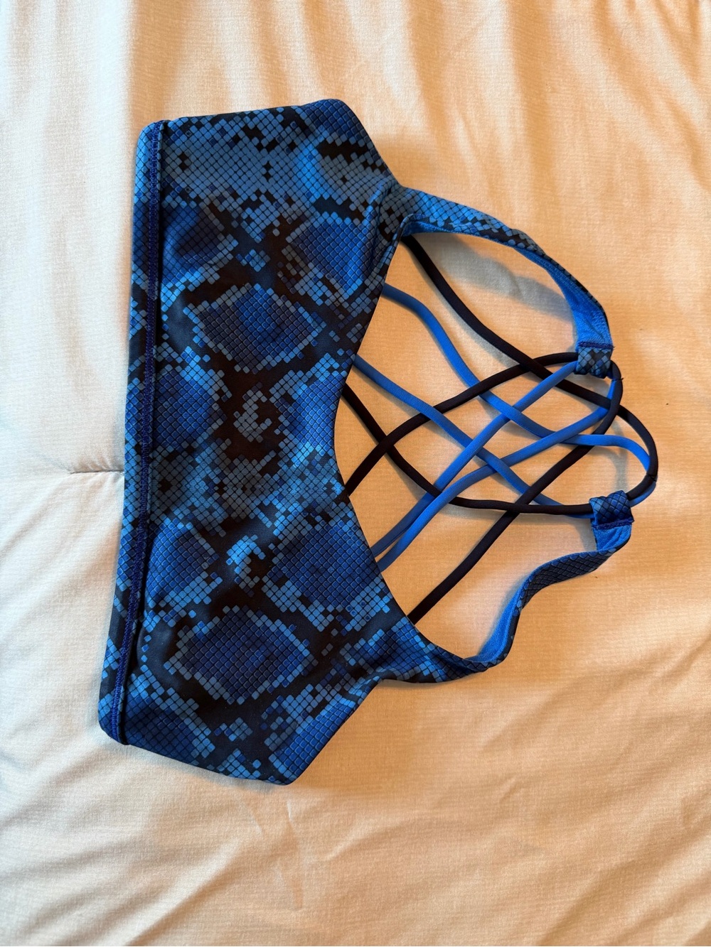 lululemon athletica Electric Blue Snake-Print Strappy Sports Bra